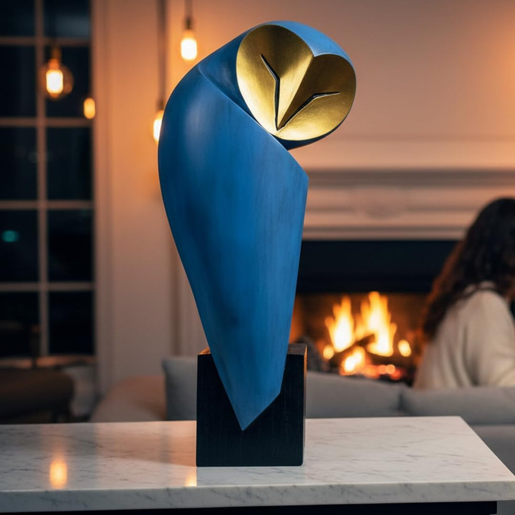 Mid-Century Modern Owl Statue, 15 Inch Home Decor Sculpture