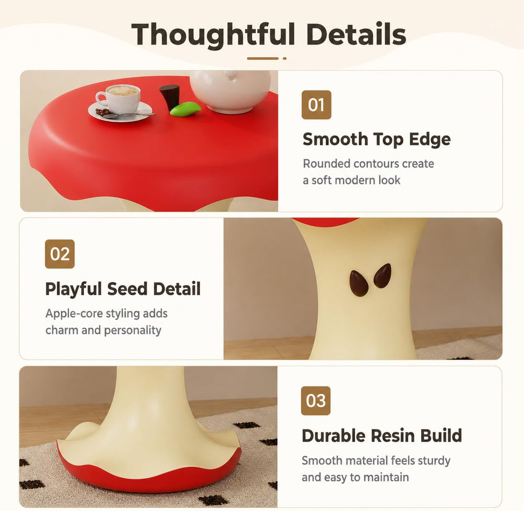 Resin Apple-Shaped Side Table, Funky Fruit Accent Table (Red)