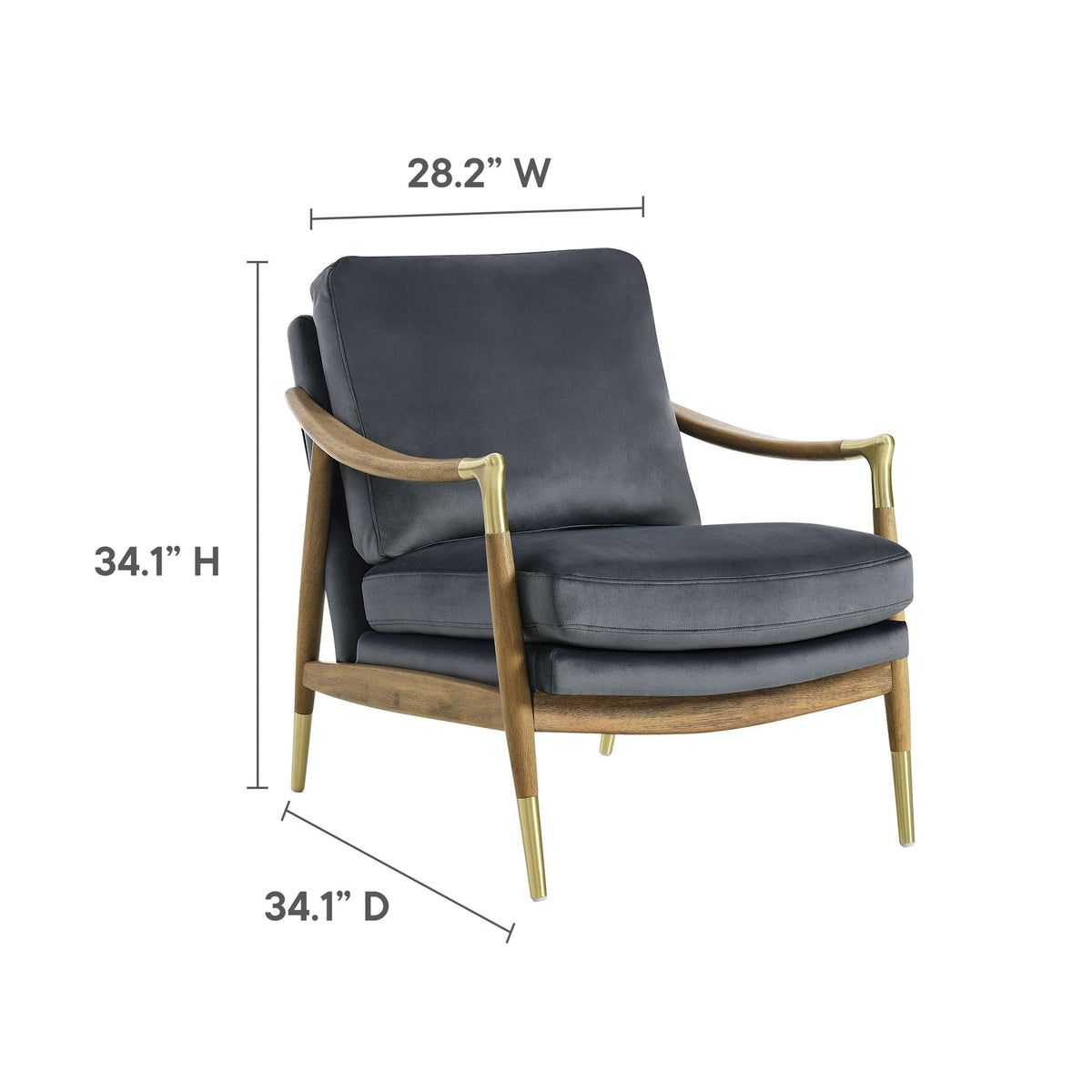 Modway Langford Stain-Resistant Performance Velvet Armchair – Mid Century Modern