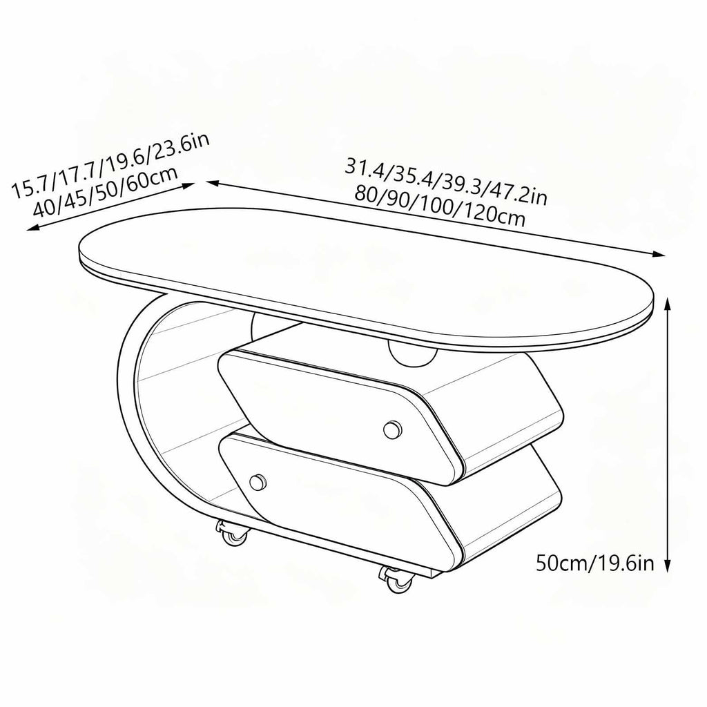 Rolling Wood-Top Storage Side Table