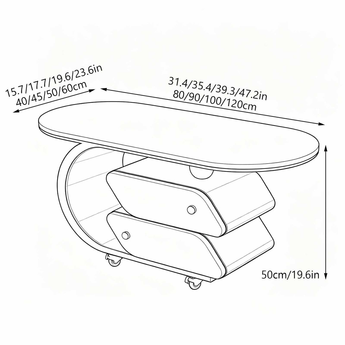Rolling Wood-Top Storage Side Table