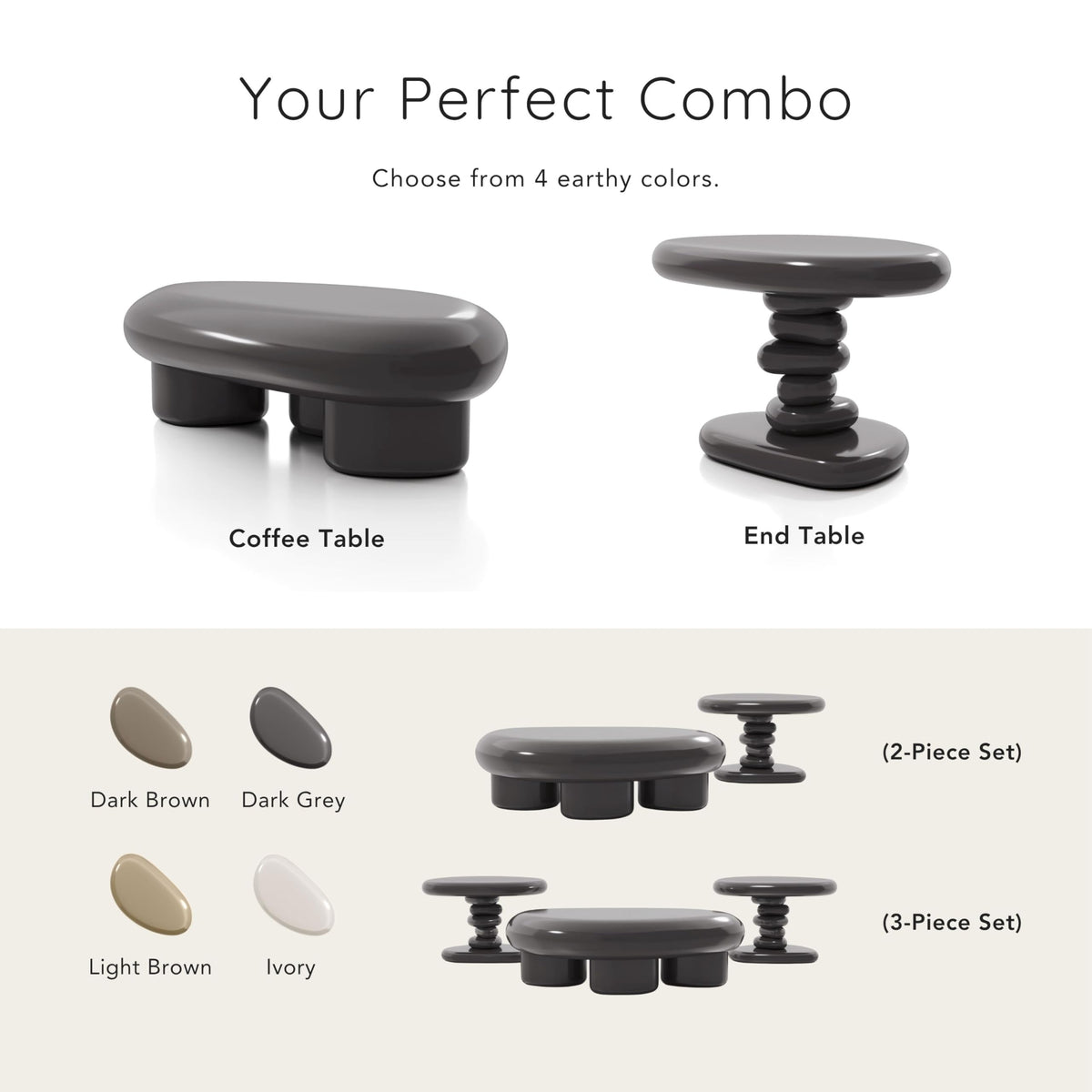 Kavren Oval Low Coffee Table Set