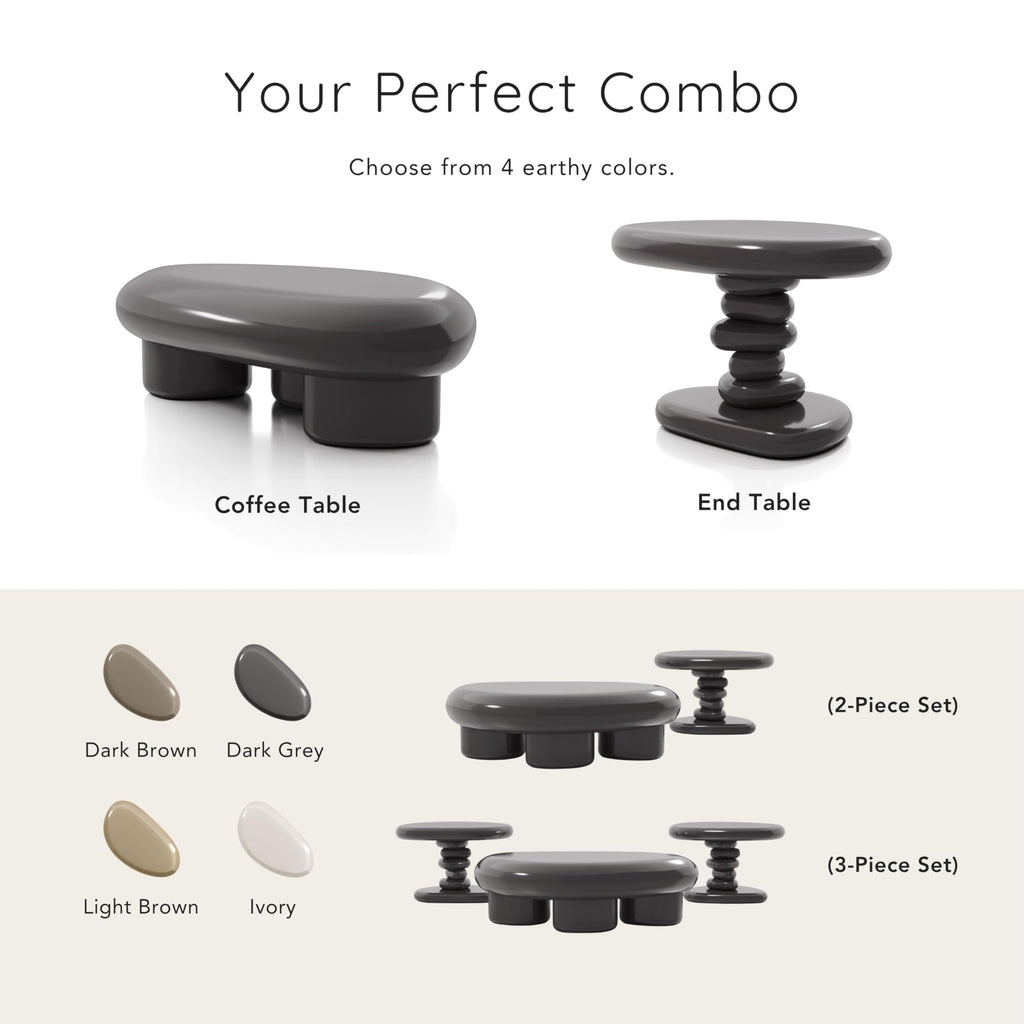 Kavren Oval Low Coffee Table Set