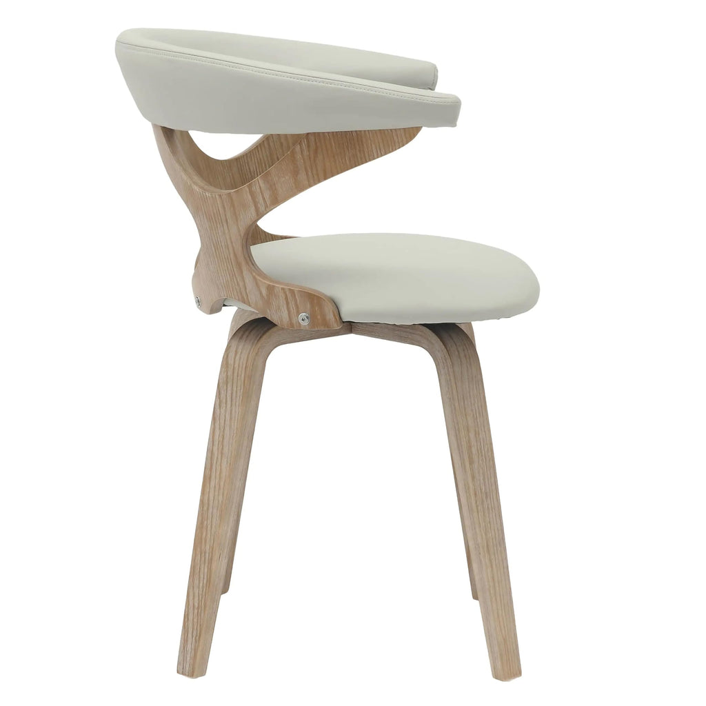 LeisureMod Klyne Leather Dining Chair with Poplar Wood Frame – Mid-Century Wooden