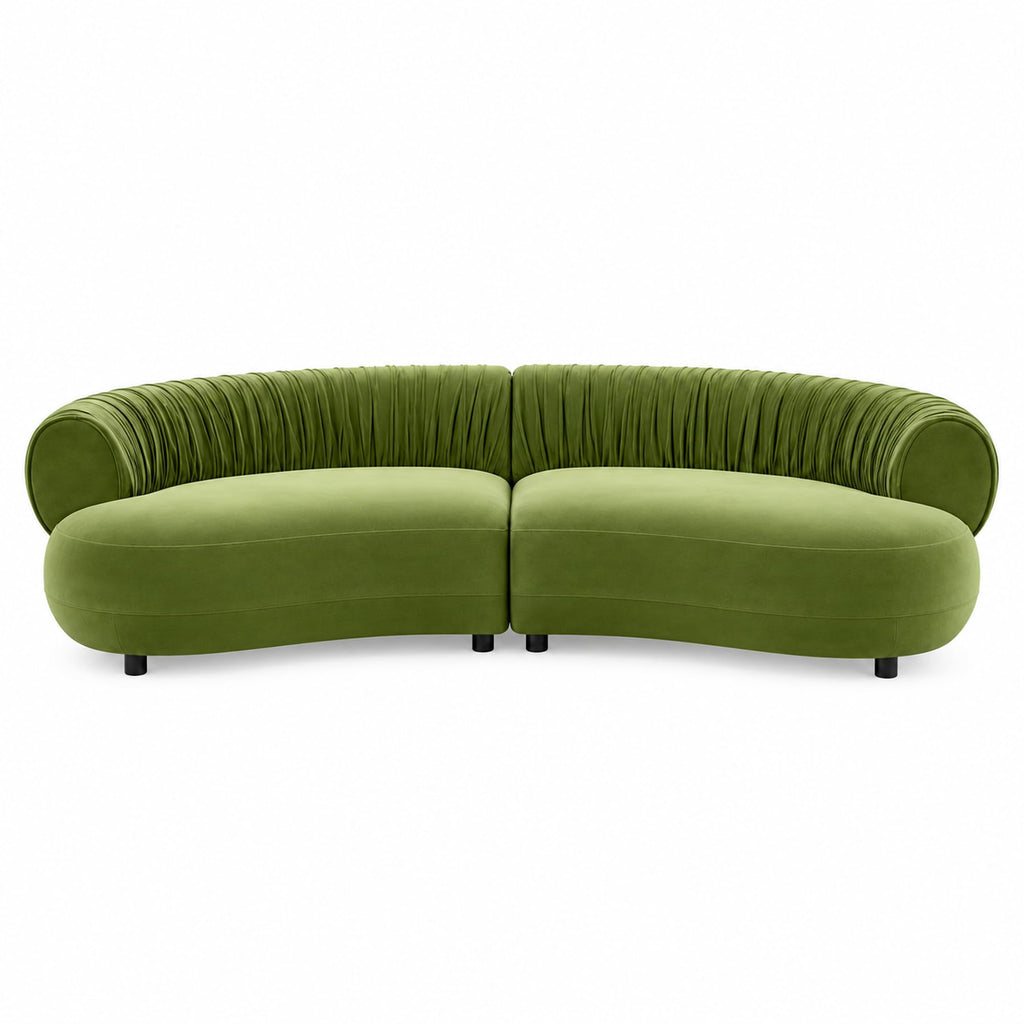 102.36" Curved Sectional Sofa, Gray Velvet 4-Seat Couch