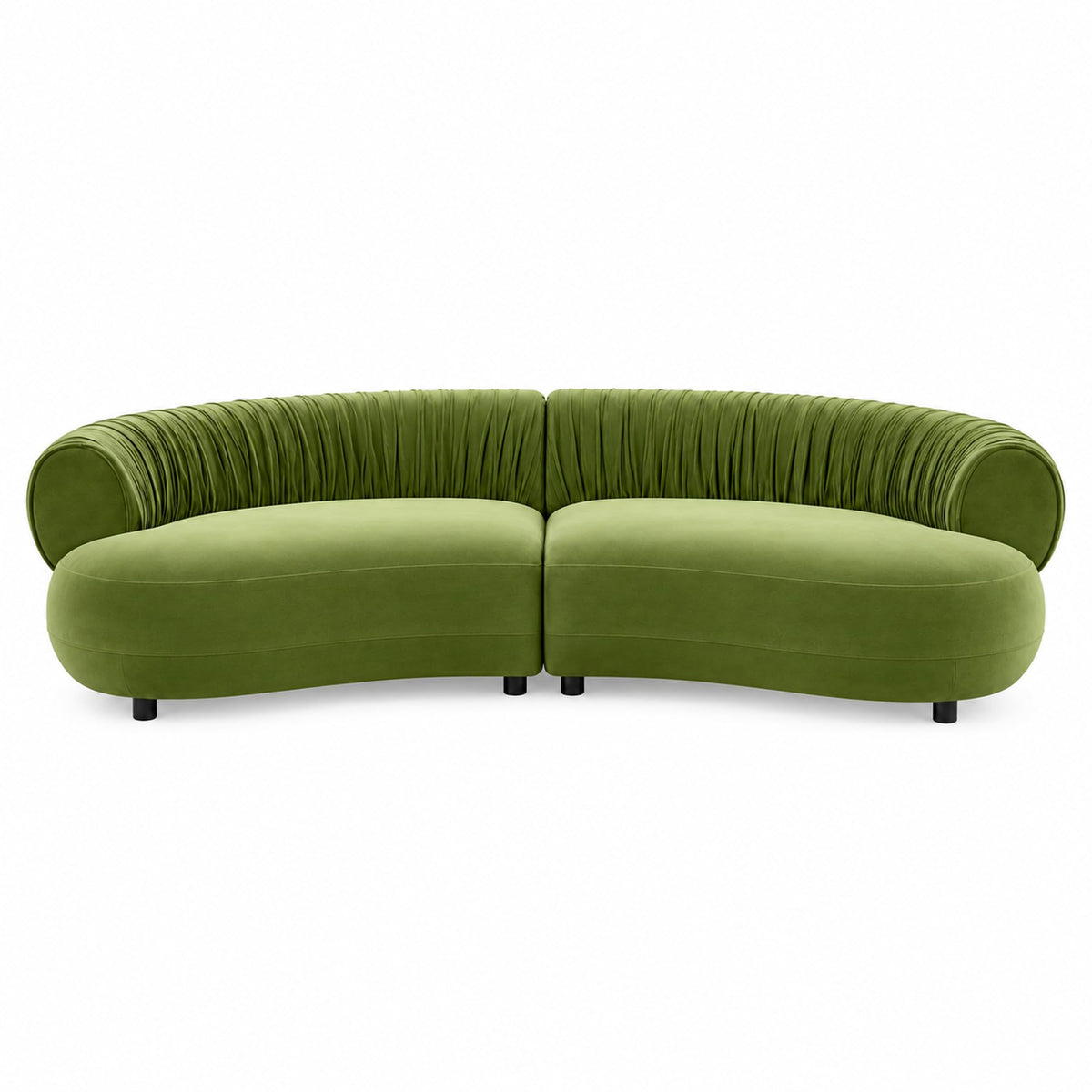 102.36" Curved Sectional Sofa, Gray Velvet 4-Seat Couch