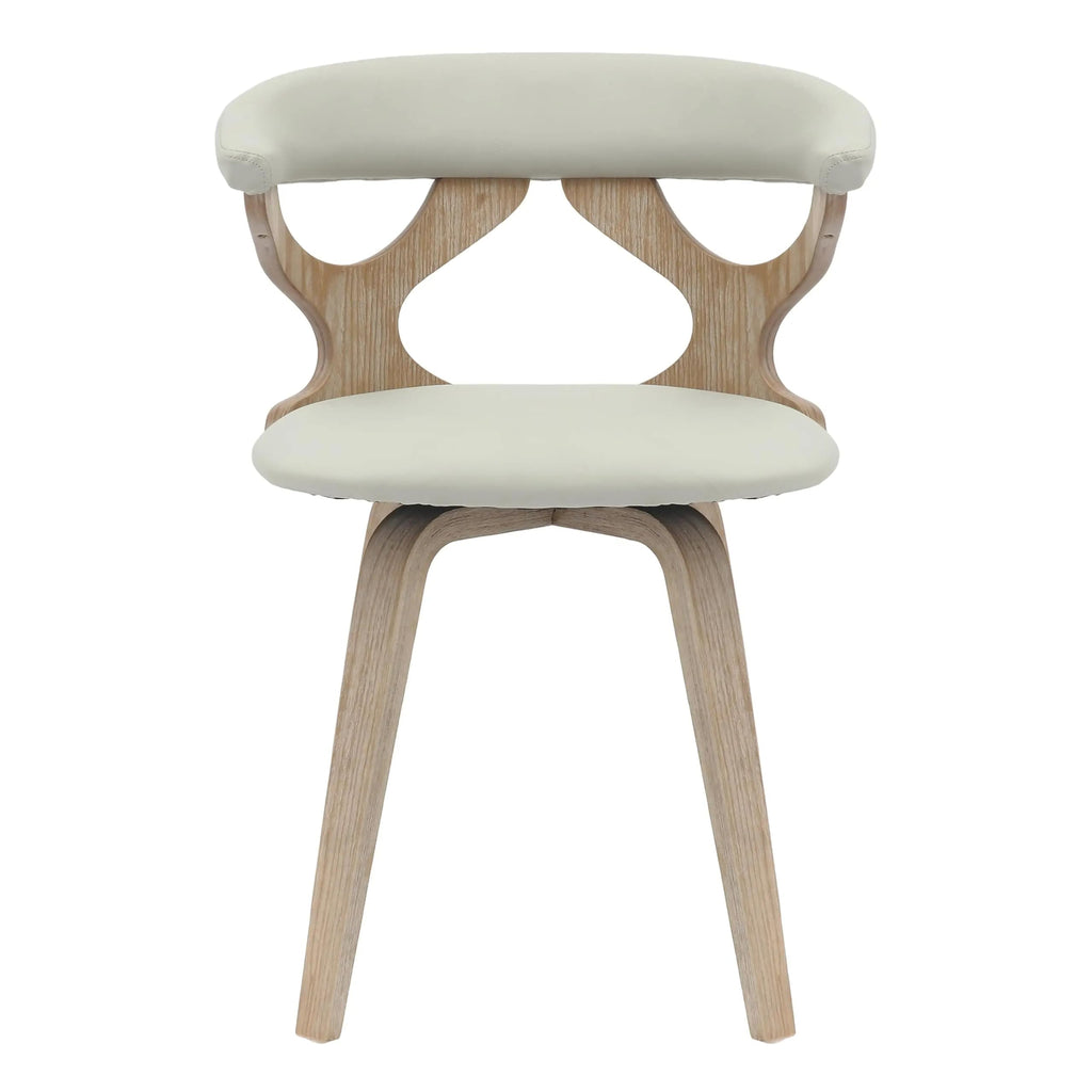LeisureMod Klyne Leather Dining Chair with Poplar Wood Frame – Mid-Century Wooden