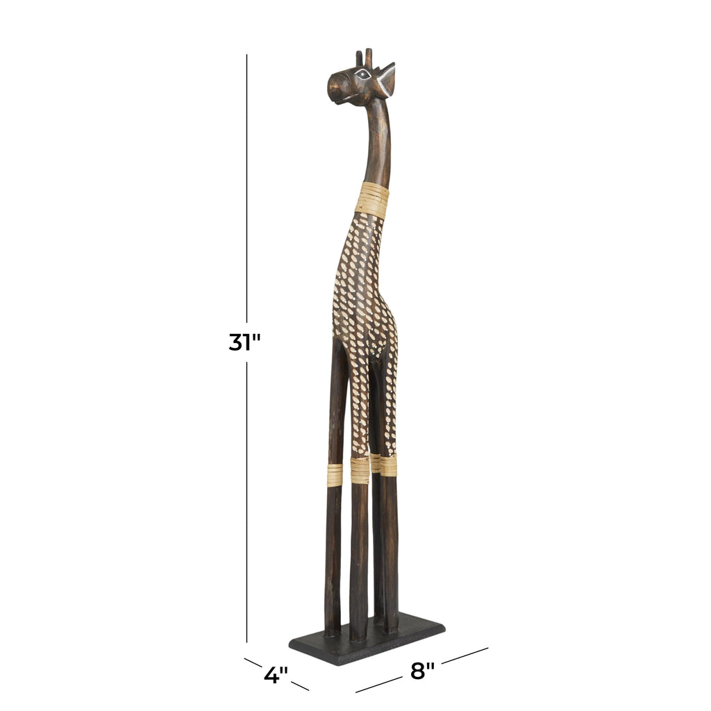 Deco 79 Wood Giraffe Sculpture, Sculpture 11" x 6" x 47", Brown
