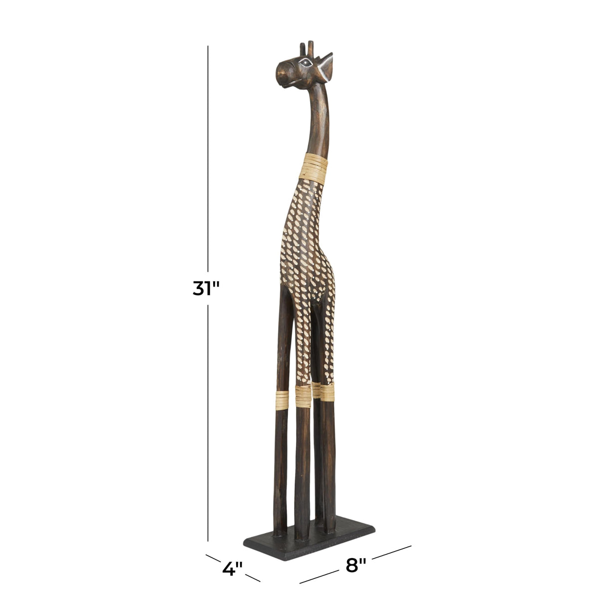 Deco 79 Wood Giraffe Sculpture, Sculpture 11" x 6" x 47", Brown