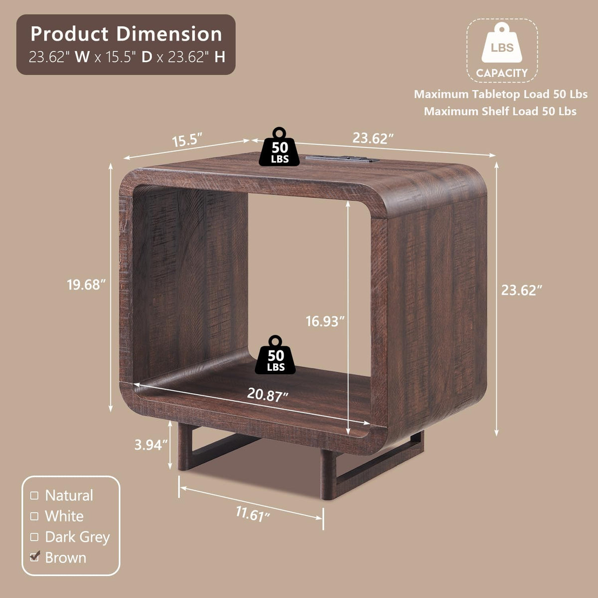Curved Two-Tier End Table