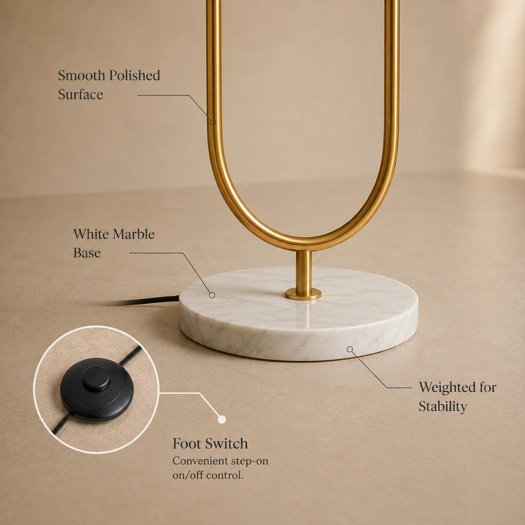 Mid-Century Modern U-Shaped Floor Lamp with Frosted Glass Shades