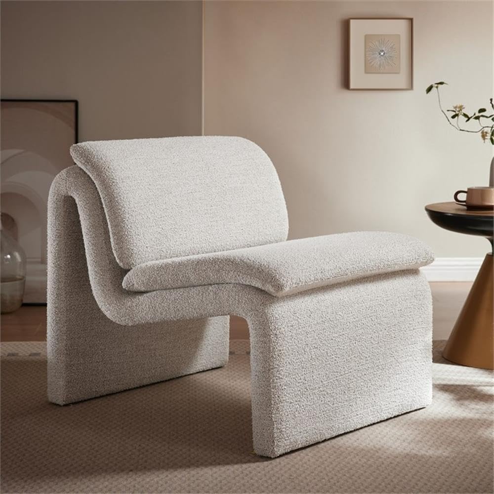 MAKLAINE Boucle Fabric Upholstered Armless Accent Chair