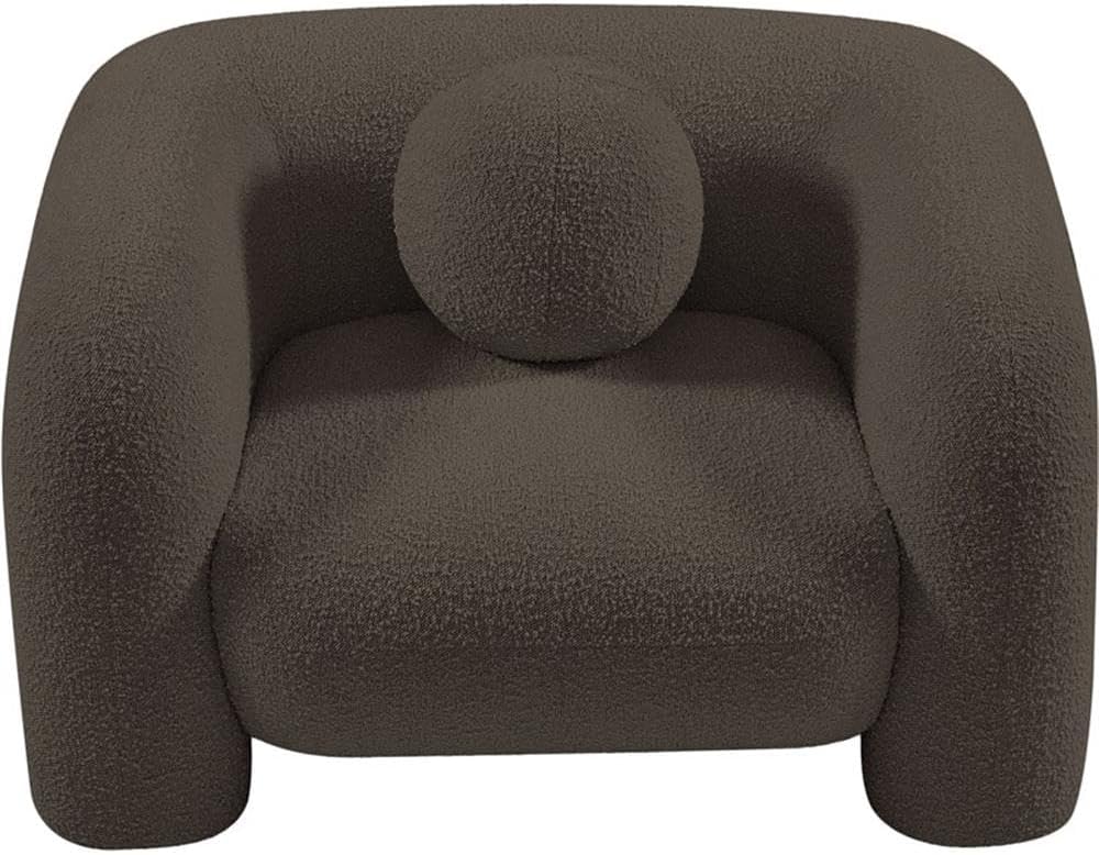 Art Deco Bouclé Accent Chair with Ball Pillow