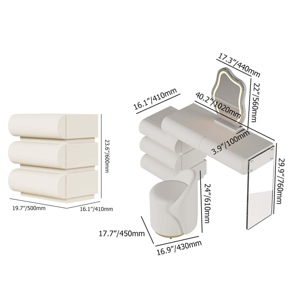 White Faux-Leather Six-Drawer Dresser