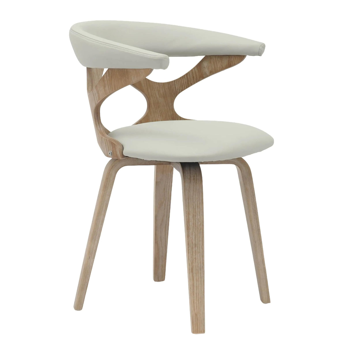 LeisureMod Klyne Leather Dining Chair with Poplar Wood Frame – Mid-Century Wooden