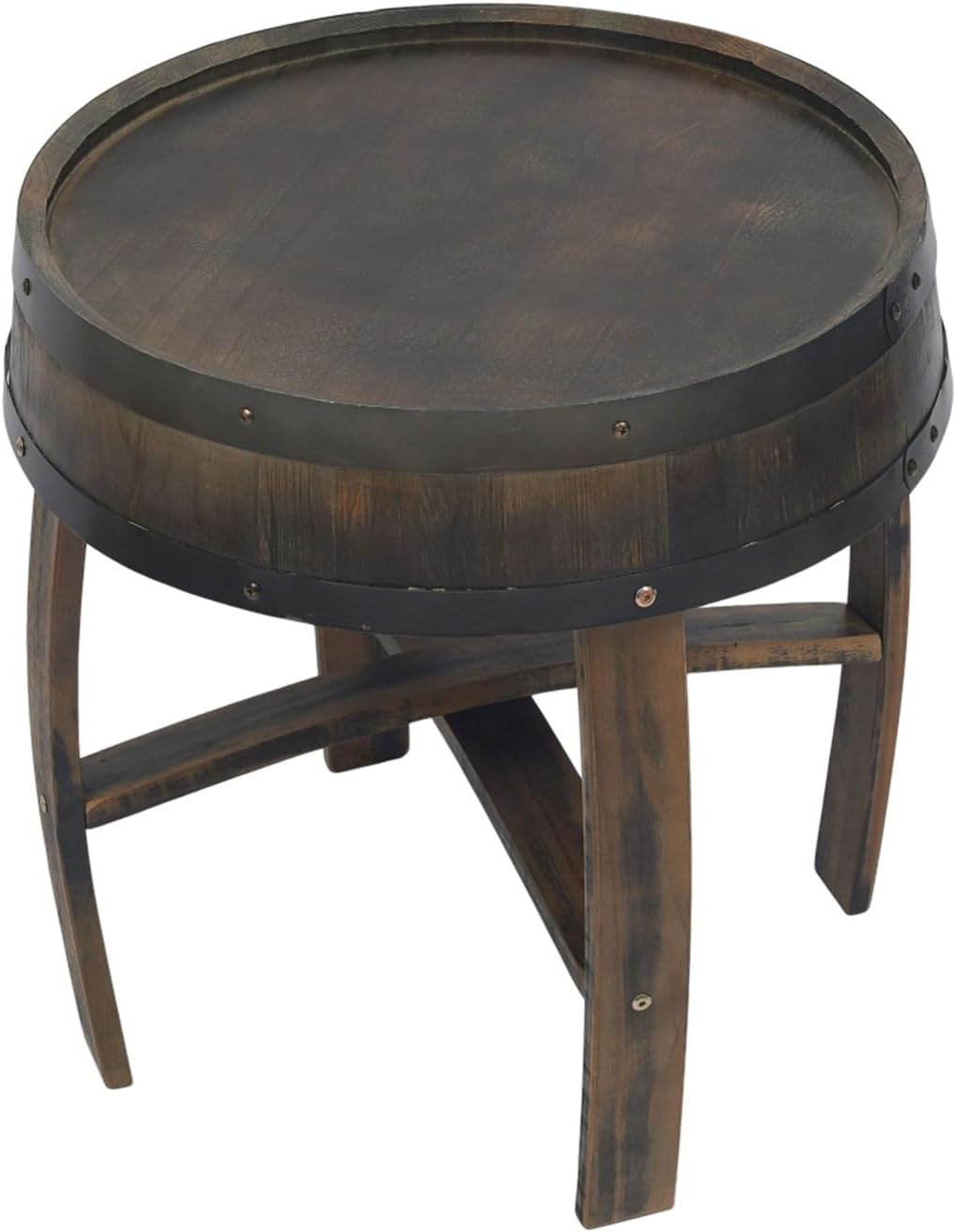 Round Barrel-Style Side Table, Whiskey Barrel Table