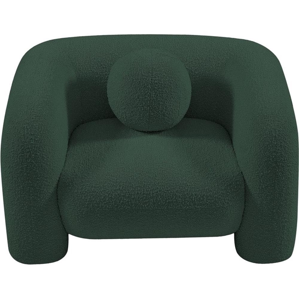 Art Deco Bouclé Accent Chair with Ball Pillow