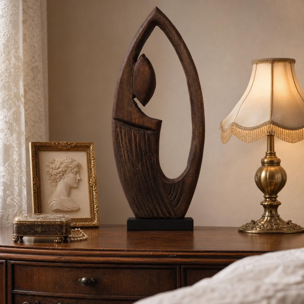 Wood Whimsical Room Decor Face Statue for Women