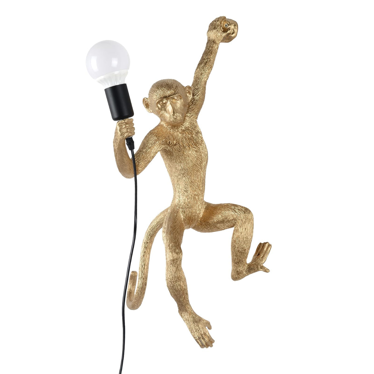 Modern Resin Monkey Wall Lamp & Pendant Light - Hemp Rope Vintage Lamp for Home Decor - Dining, Living Room, Bedroom, Entryway (Black)