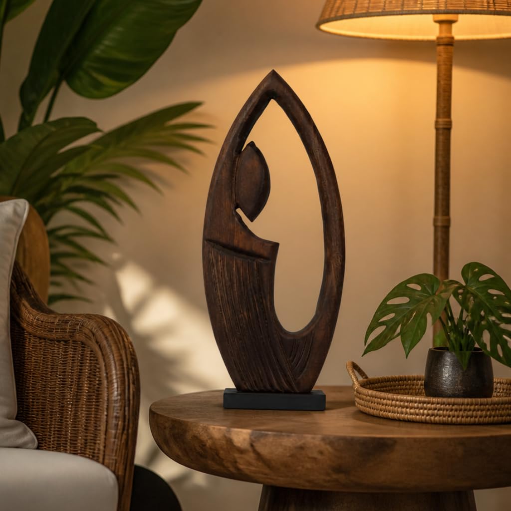 Wood Whimsical Room Decor Face Statue for Women