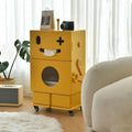 Robot Shaped Storage Cabinet for Bedroom or Living Room, Cute Accent Furniture with 3-Tier Storage, Display Shelf, Creative Special Nightstand or Side Table(Yellow)