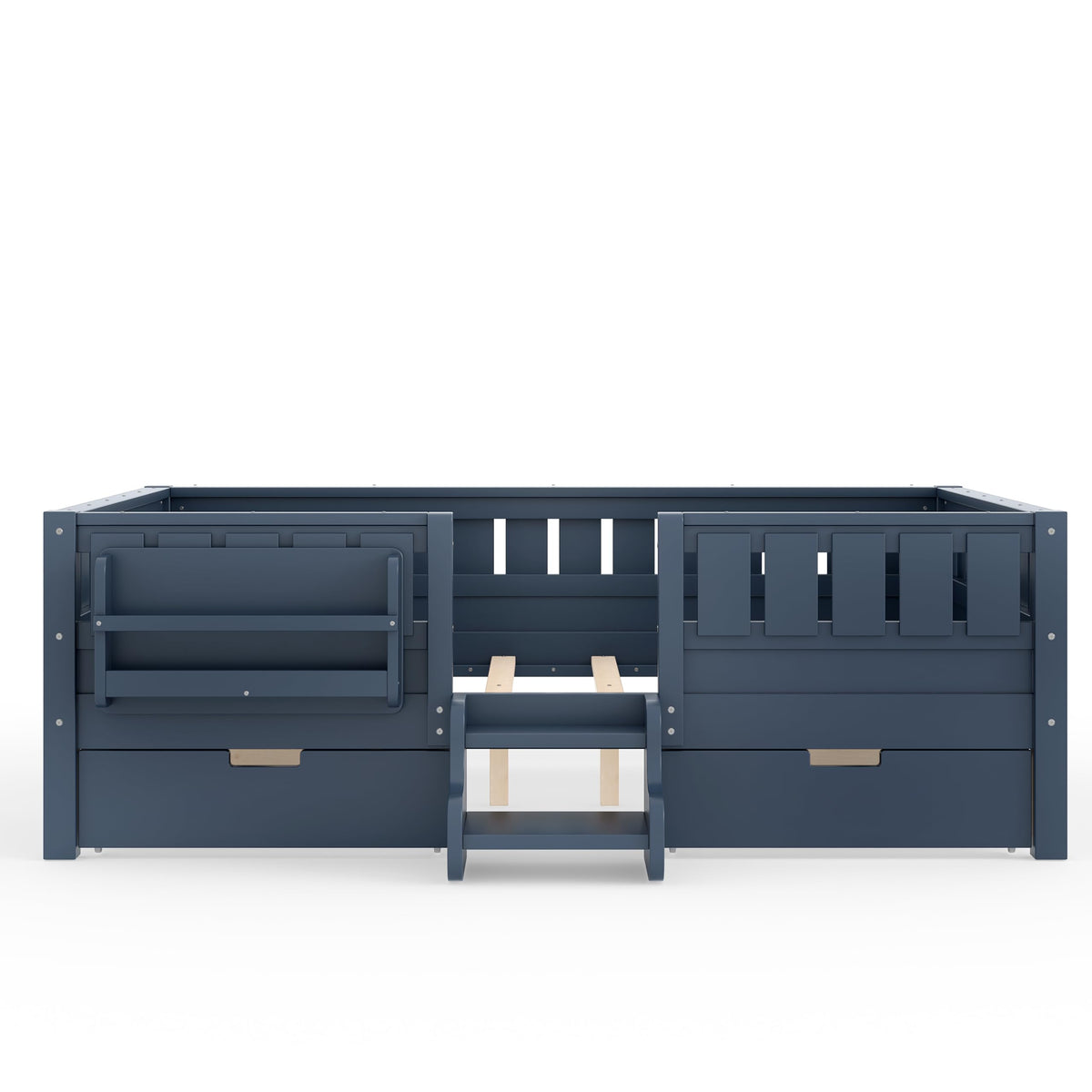 Montessori Bed with Stairs, Bookshelf & Storage Drawers