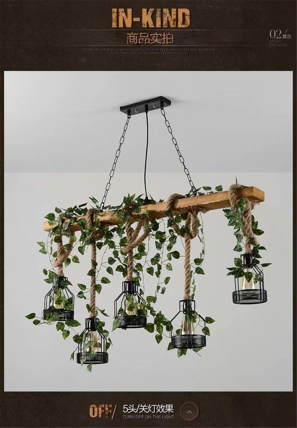 American Pastoral Restaurant Pendant Light LED Retro Creativity Hemp Rope Music