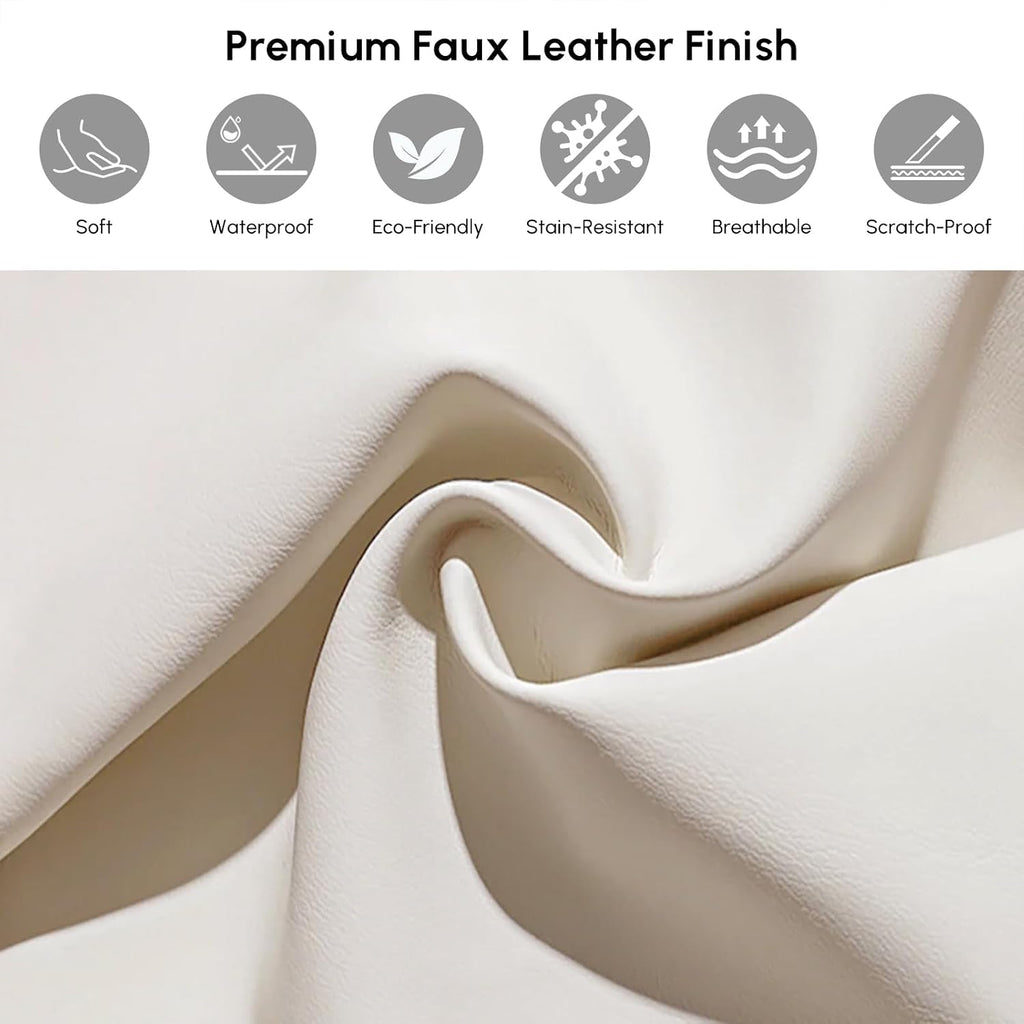 White Faux-Leather Six-Drawer Dresser