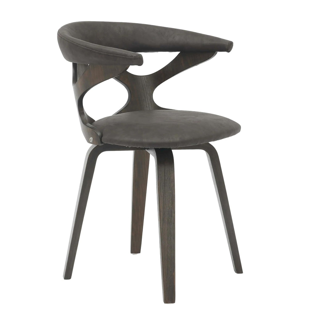 LeisureMod Klyne Leather Dining Chair with Poplar Wood Frame – Mid-Century Wooden
