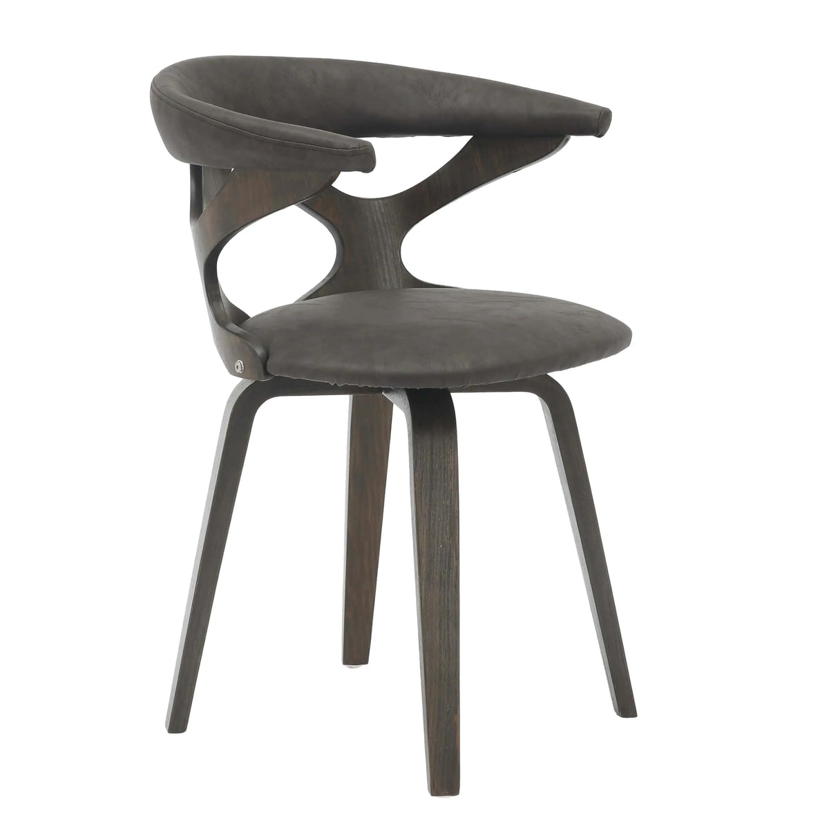 LeisureMod Klyne Leather Dining Chair with Poplar Wood Frame – Mid-Century Wooden