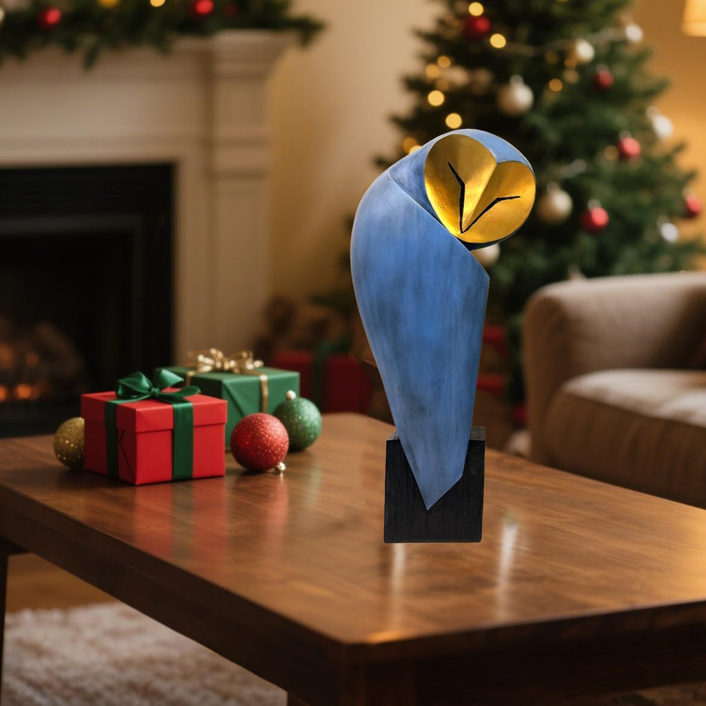 Mid-Century Modern Owl Statue, 15 Inch Home Decor Sculpture