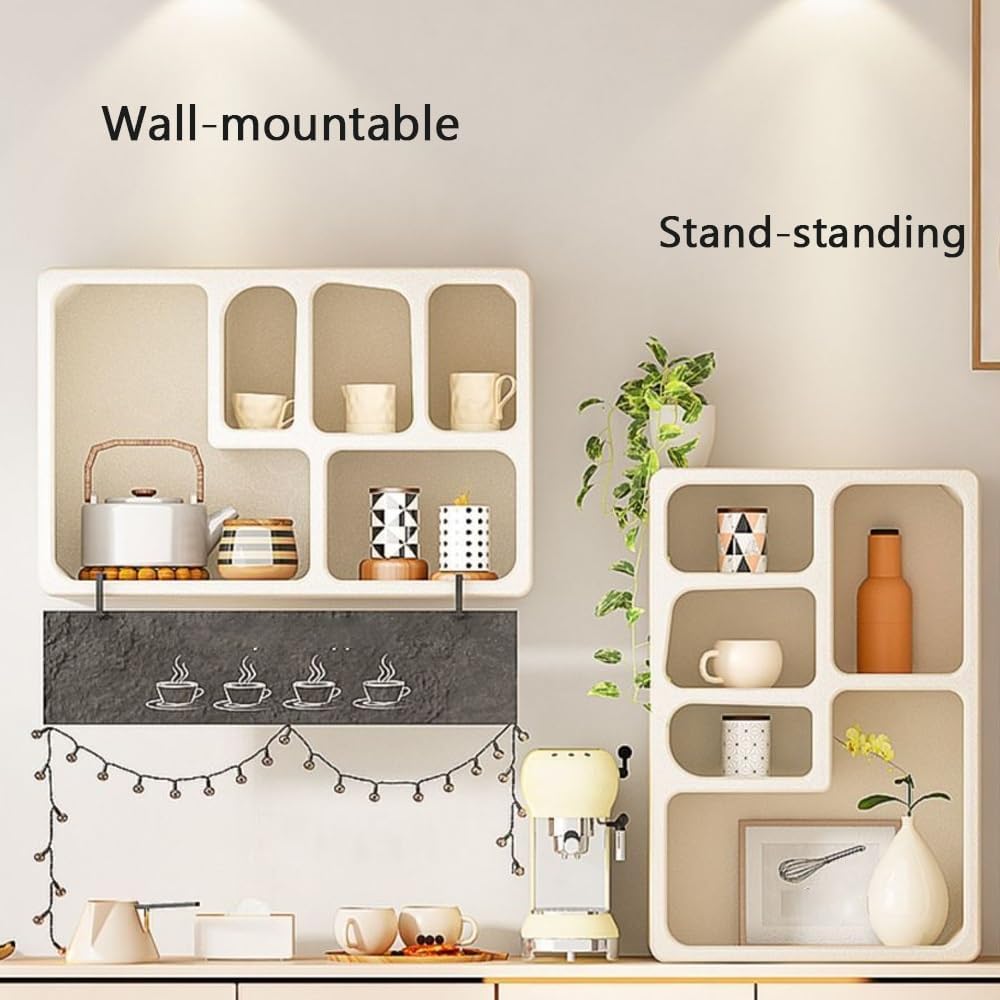 5-Cube Wood Storage Organizer, Geometric, Versatile Arched Wall Shelf and Home Storage Solution, Floating Shelf for Books, Cups, Cosmetics and Decorative Items