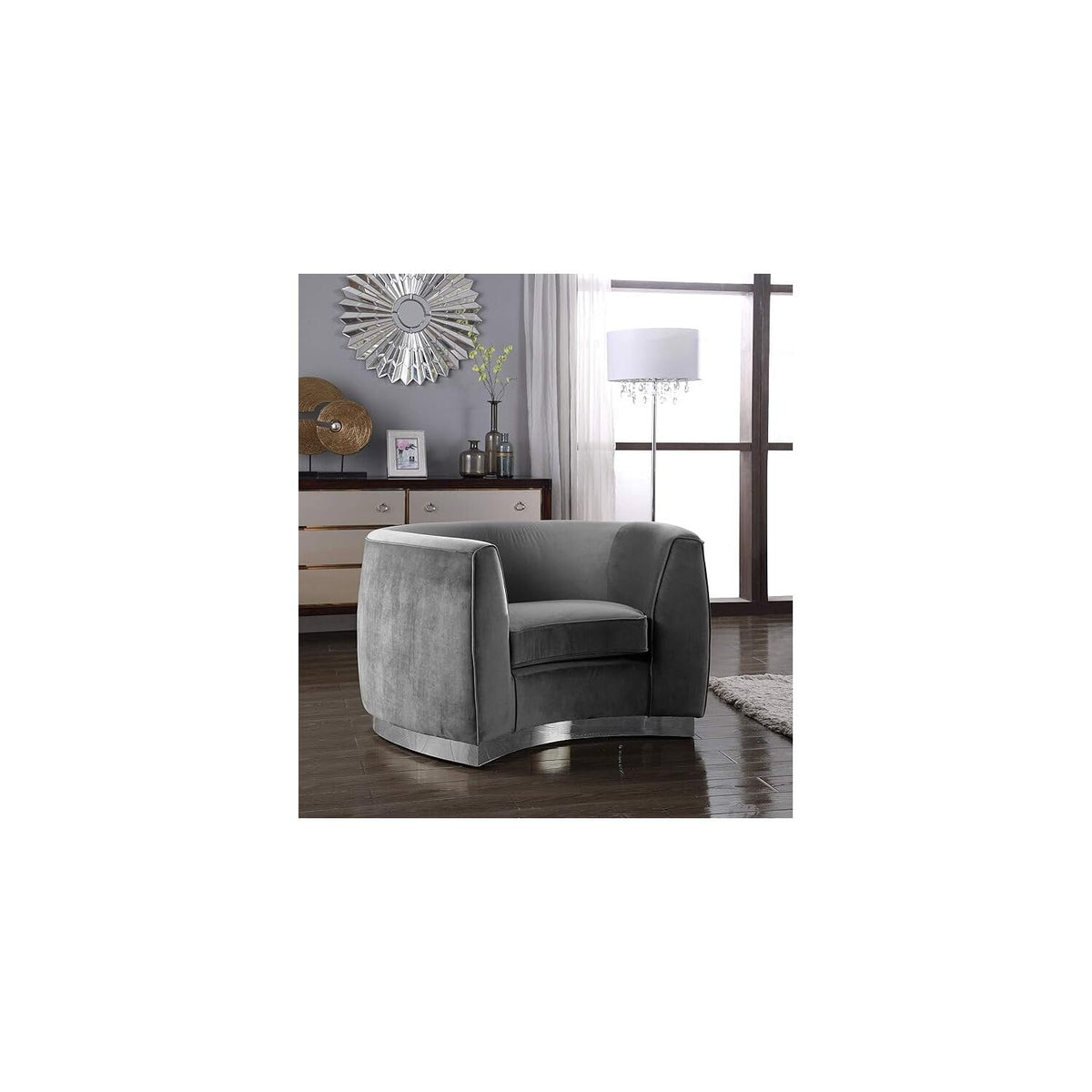 Maykoosh Velvet Accent Chair - Modern Living Room Upholstered Seating with Steel