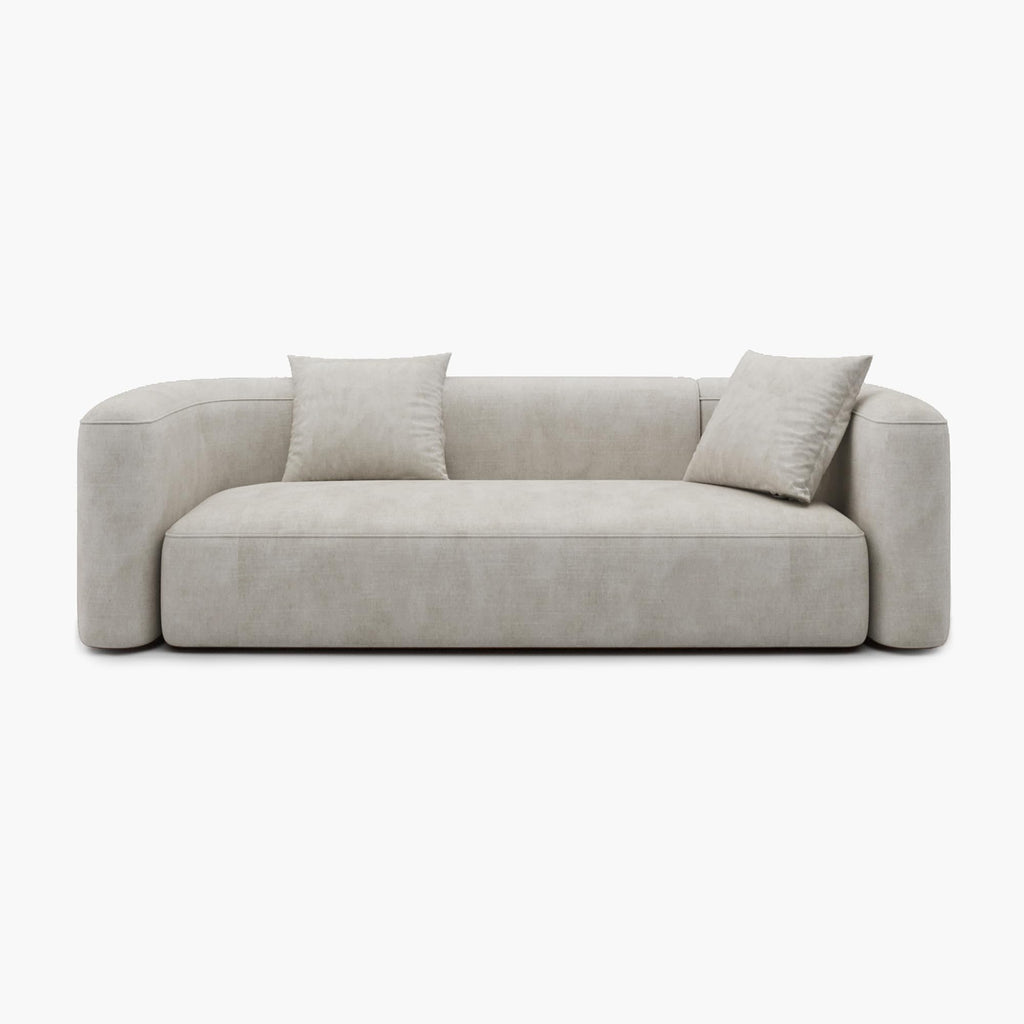 Acanva Mellow Modern Tight Curved Back Velvet Sofa, 4 Seater Modular