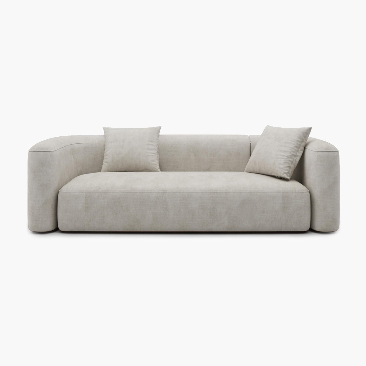 Acanva Mellow Modern Tight Curved Back Velvet Sofa, 4 Seater Modular