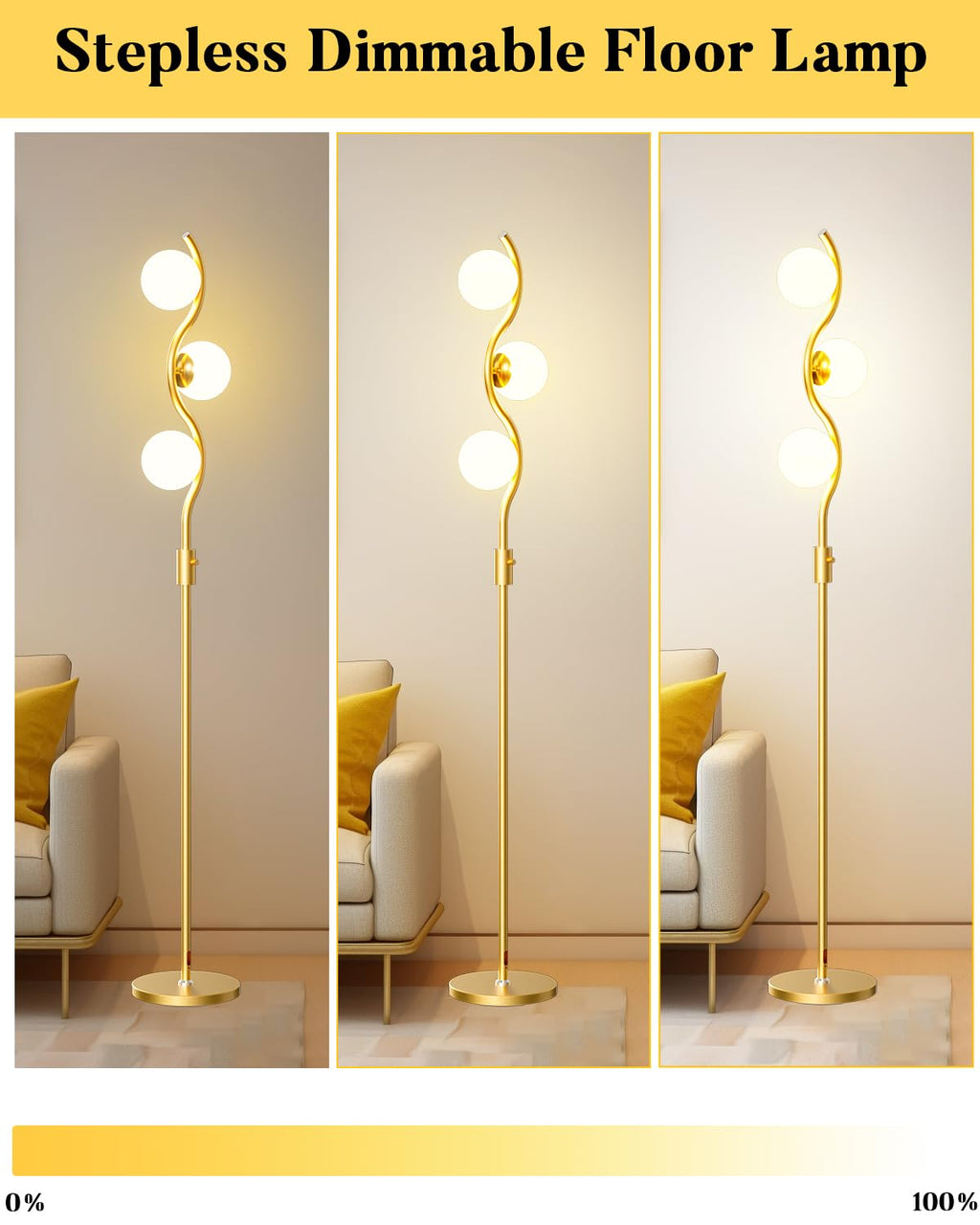 3 Globe Dimmable Tripod Floor Lamp