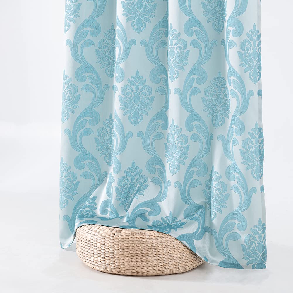 Brown Damask Grommet Curtains, Set of Two