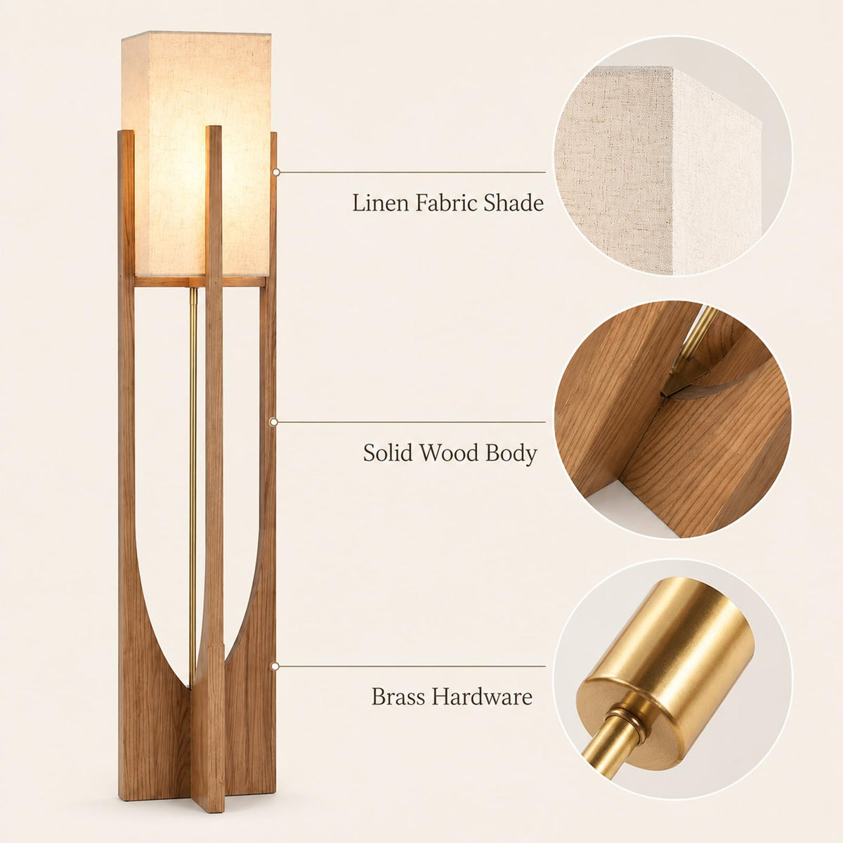 Boho Style Bamboo Woven Floor Lamp for Living Room, 36 in, Cozy Decor