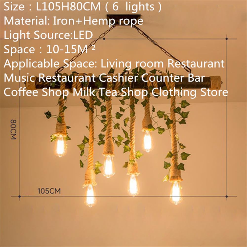 American Pastoral Restaurant Pendant Light LED Retro Creativity Hemp Rope Music