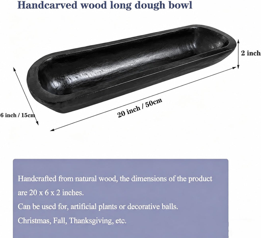 Hand-Carved Wooden Dough Bowl Centerpiece