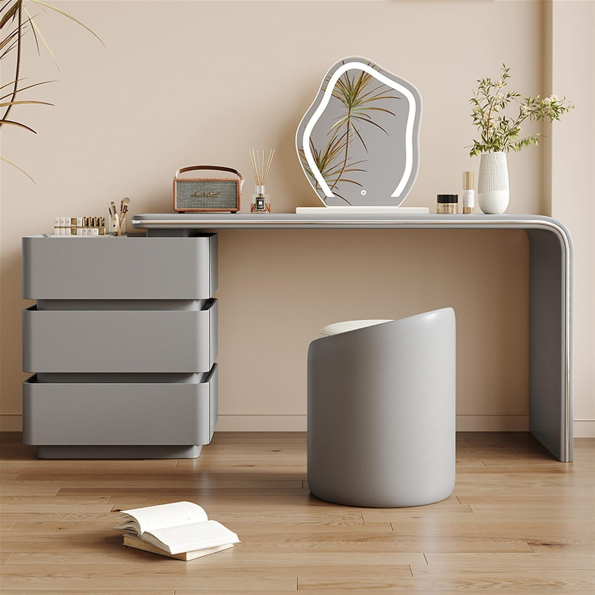 Vanity Desk with Three Drawers & Chair