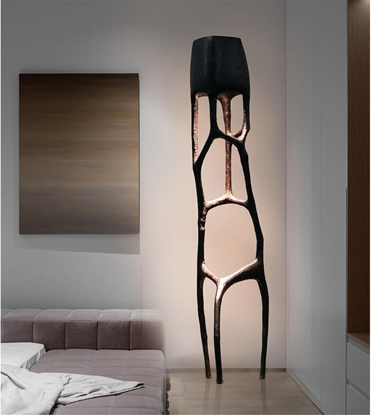 Resin Floor Lamp Standing Light Hollow Branch Shape Standing Lamp