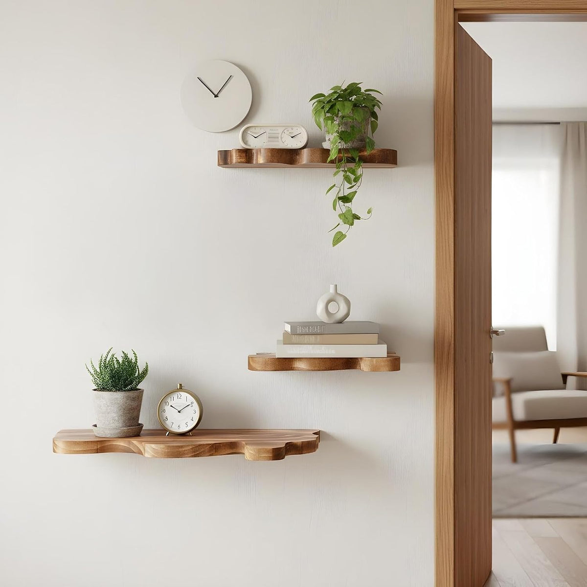 Live-Edge Cloud Floating Shelves – 3-Set