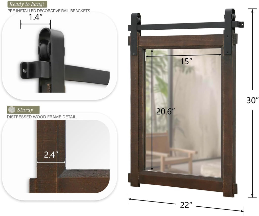 Rustic Barn-Door Bathroom Vanity Mirror
