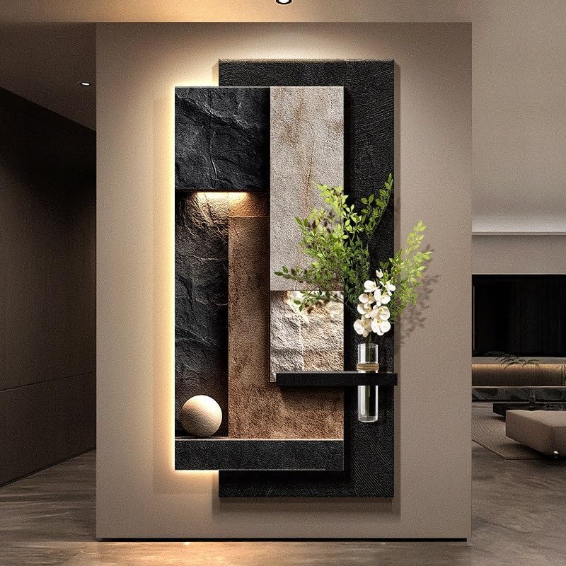 Double-Layer 3D Sandstone Wall Art with Vase