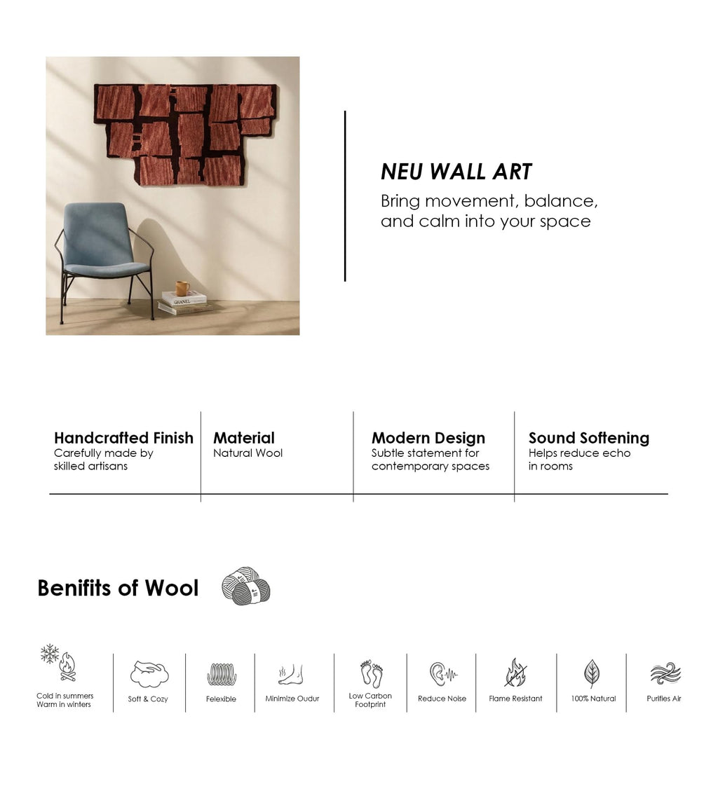 Handmade Woven Abstract Wall Art in Rust & Baby Pink