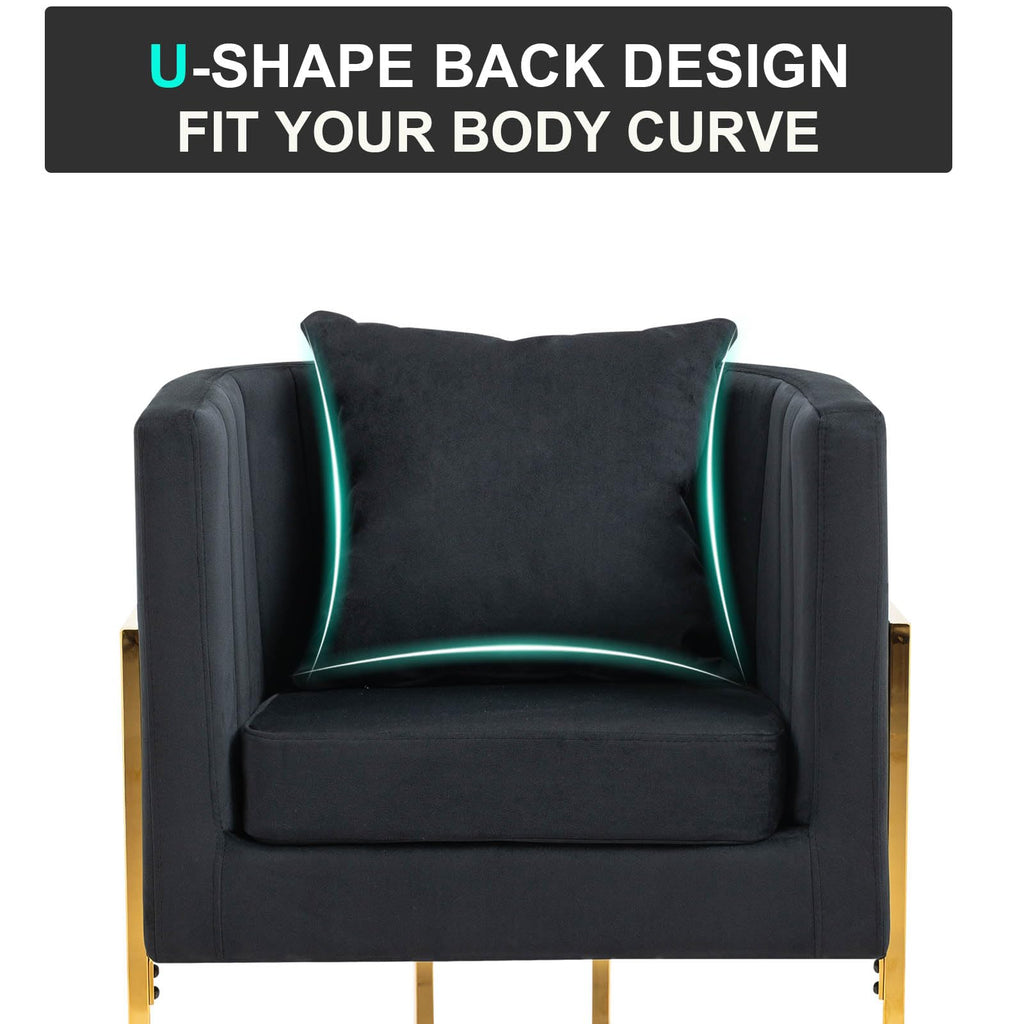 Velvet Barrel Accent Chair with Pillow