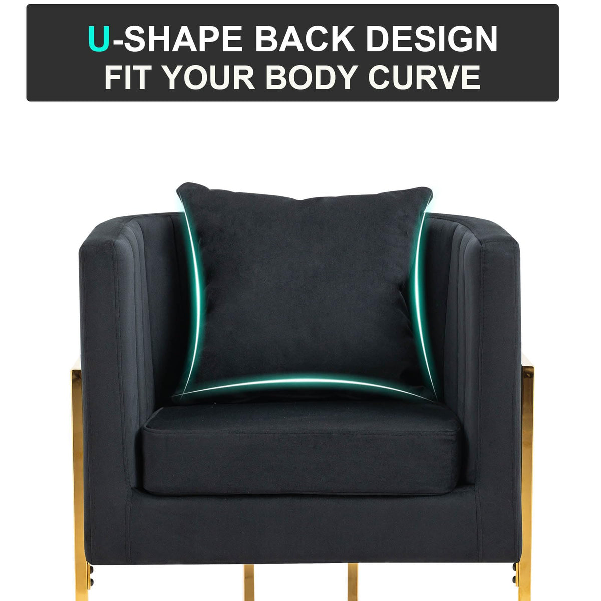 Velvet Barrel Accent Chair with Pillow