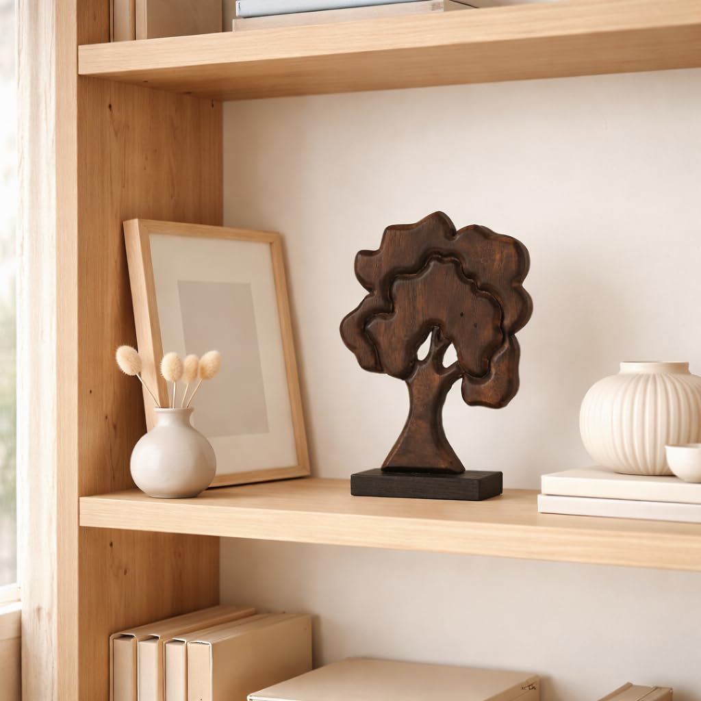 Wood Whimsical Room Decor Face Statue for Women