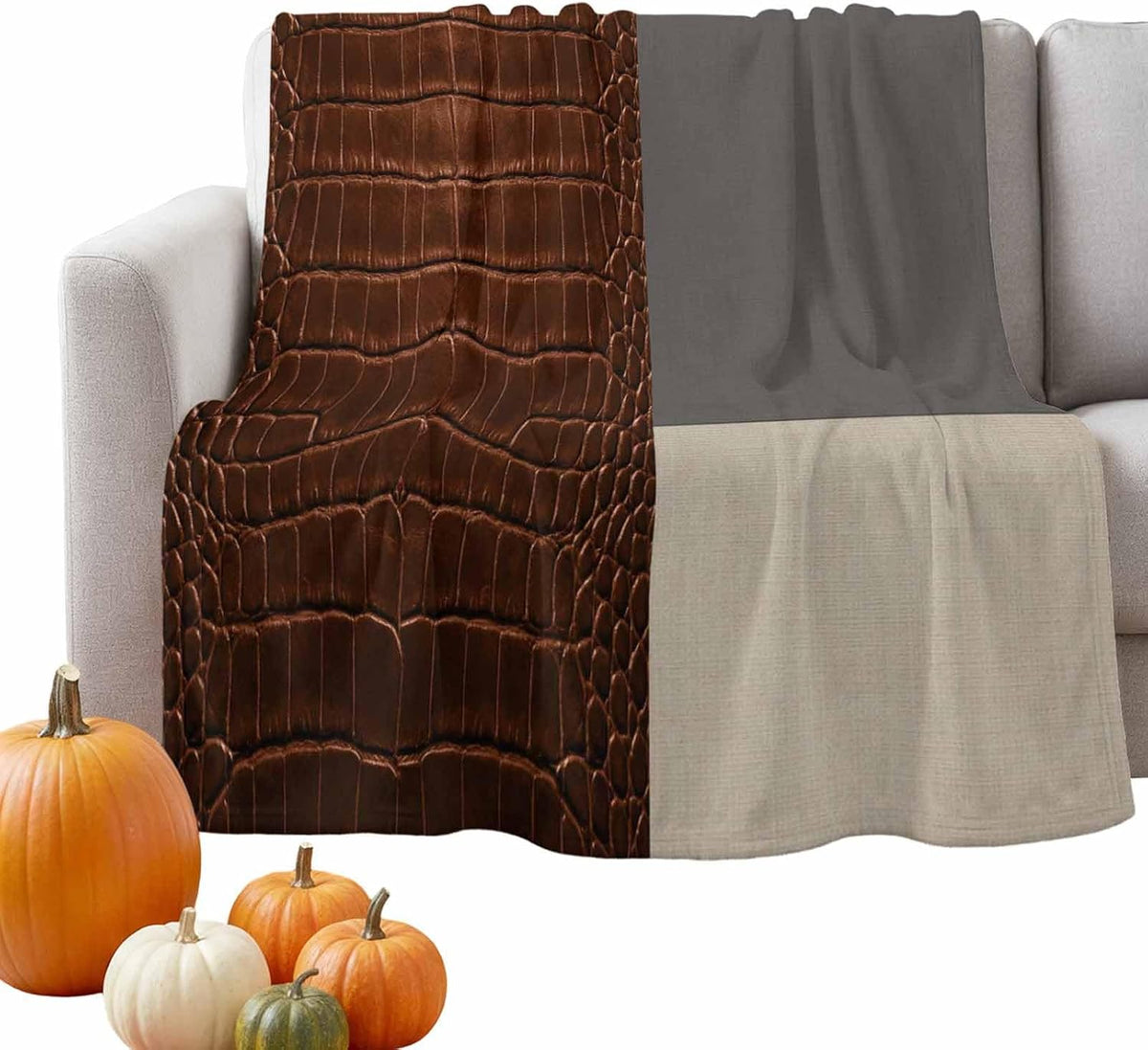 Leather-Pattern Flannel Fleece Throw Blanket